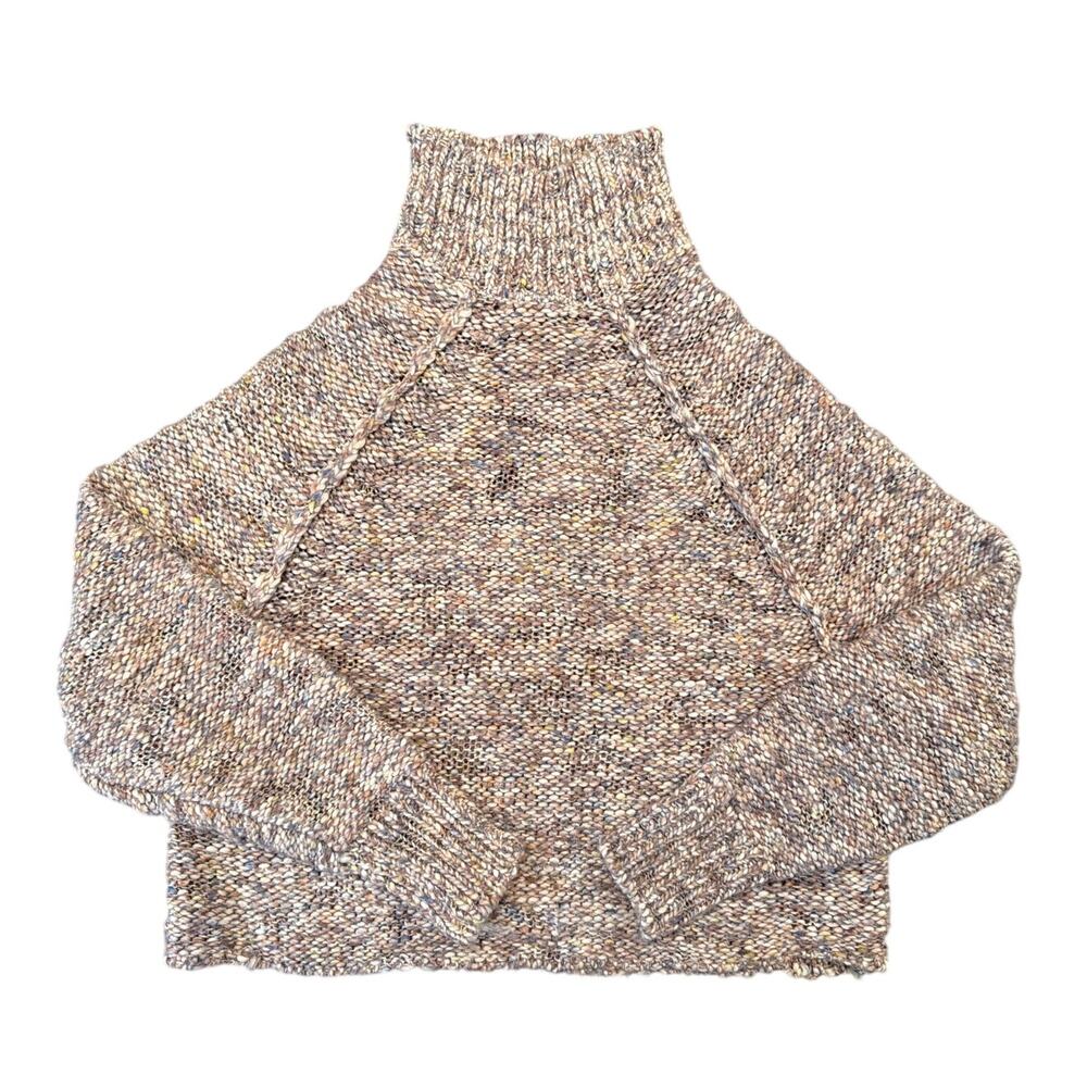O'Neill Marled Mock Neck Sweater Cropped Neutral Knit XS Small (estimated)